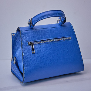 Geanta eleganta, PoshPurse, din piele naturala, de tip business si inchidere laterala, Albastru 4