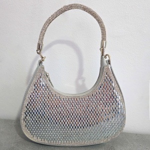 Geanta mini FIZ HOBO, pentru evenimente, cu toarta detasabila, Argintiu