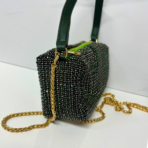 Geanta plic, Sparkle cu strasuri din pietre semipretioase, Verde 5