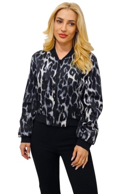 geaca subtire pentru femei cu fermoar leopard