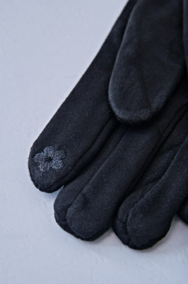 Manusi scurte elegante, AXY, cu pompom, Negru, Marime universala 3
