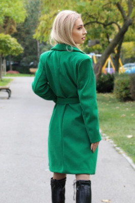 Palton trei sferturi Nobila, cu buzunare practice si cordon detasabil, Verde2