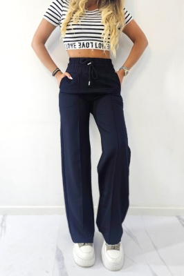 Pantaloni casual SKYE, cu snur si banda modelatoare, elastica, Negru 2