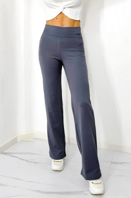 Pantaloni casual Aztech, cu aspect striat si croi evazat, Antracit 3