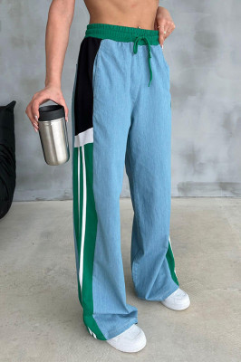 Pantaloni de trening Morelos, cu denim, snur in talie si croi large cu diverse nuante cromatice 5