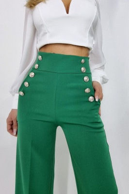 Pantaloni eleganti Palma, cu talie inalta, Verde4