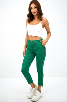 Pantaloni sport asimetrici FlexLine, cu vipusca in relief, Verde 4