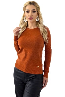 Pulover office cu casmir si lana TERA si accesoriu metalic, Aramiu, Marime S/M