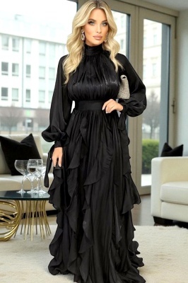 Rochie de ocazie Marivelle, cu volane si insertii lurex, Negru, Marime S/M