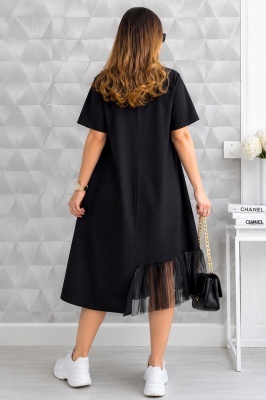 Rochie de zi Arty Fiora, cu tull si maneca scurta, Flora Belle, Marime S/M/L vedere spate