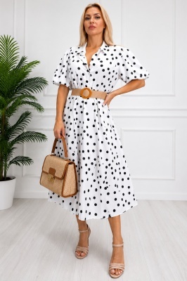 Rochie Made in Italy RAMONEA cu curea decorativă și croială evazată