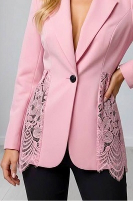 sacou Roselle cu panou din dantela roz
