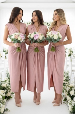 Set 3x Rochie lunga de seara JHOSY, cu paiete, Roz Pudrat, Marime S/M