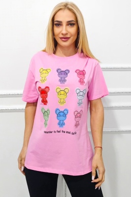 tricou pentru femei cu ursuleti curcubeu