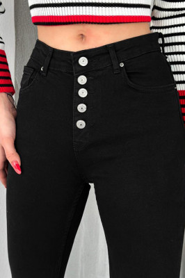 Blugi dama KiKo, slimfit cu talie inalta si textura elastica, Negru 2