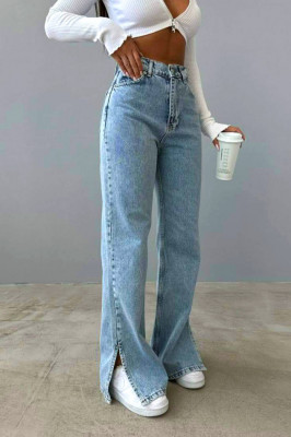 Blugi mom fit MonTery, cu slit scurt pe picior si lungime oversize 1