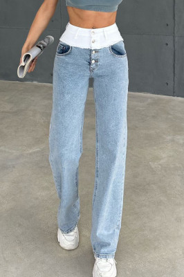 Blugi mom slimfit Taipei, textura fara elastan, in doua nuante si inchidere cu nasturi 3