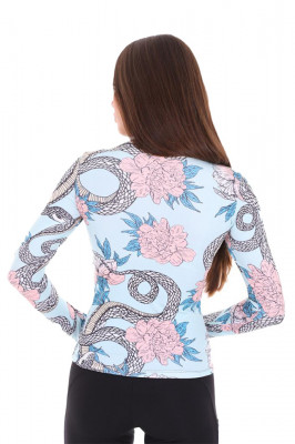 Bluza cropped Bella, pe gat, Azzuro-spate