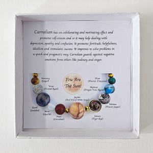 Bratara 10 Planets Carnelian, din pietre semipretioase in cutie cadou, semnificand planetele galaxiei 2