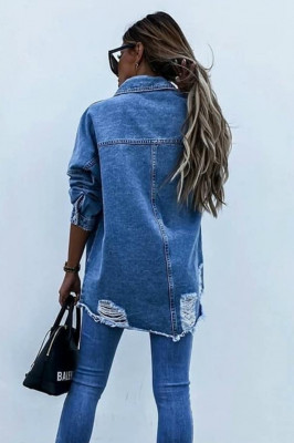 Camasa denim, Expression, cu terminatii franjurate2