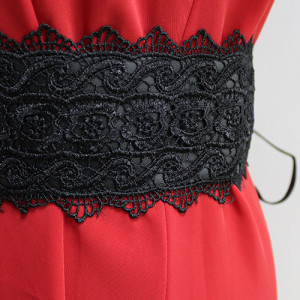 Centura corset Maya, in stil traditionat cu dantela, negru4