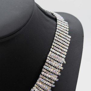 Colier Choker cu pietre semipretioase, la baza gatului, argintiu