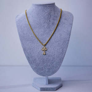 Colier unisex din inox, Hope, cu pandativ tip cruce, ambalat in cutie deosebita, White Crystal 2