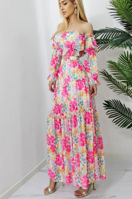 Compleu Bernolda fusta si camasa, Galben roses, Masura S/M/L