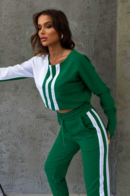 Compleu sport One Balance, bluza cu manseta tip manusa, snur in talie si pantaloni cu banda elastica, Verde 3