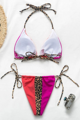 Costum de baie doua piese Briella roz-corai-spate