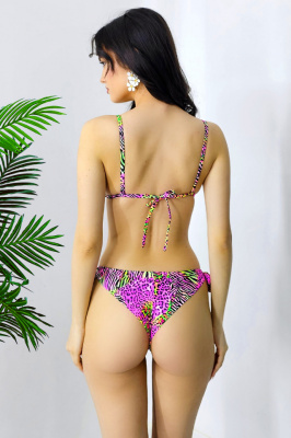 Costum de baie doua piese Daphne, slip reglabil si sutien cu push up, Wild mov spate