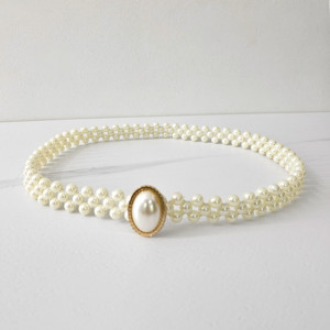Curea elastica Pearly, catarama metalica decorativa si perle, EYE Sidef 1