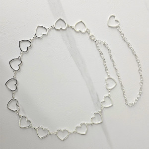 Curea metalica Heart in Love, cu lant reglabil, Argintiu 4