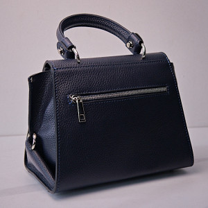 Geanta eleganta, PoshPurse, din piele naturala, de tip business si inchidere laterala, Negru spate