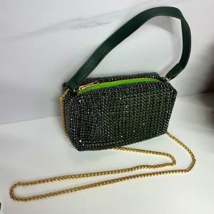 Geanta plic, Sparkle cu strasuri din pietre semipretioase, Verde 3
