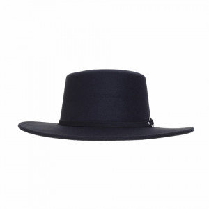 Palarie boater din stofa, Catchy, cu calota inalta si aspect uniform, Negru 2