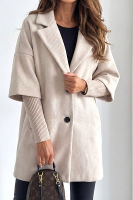 palton dama crem stil minimalist oversize