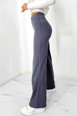 Pantaloni casual Aztech, cu aspect striat si croi evazat, Antracit 4