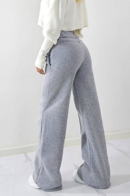 Pantaloni casual, vatuiti de dama BG ChiLL, cu banda modelatoare, Gri poze spate