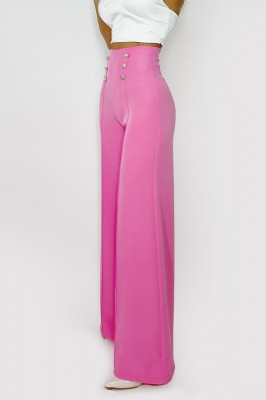 Pantaloni eleganti Belinda, evazati cu talie inalta, Roz3
