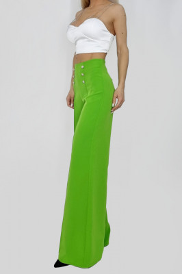 Pantaloni eleganti Belinda, evazati cu talie inalta, Verde3