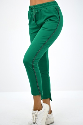 Pantaloni sport asimetrici FlexLine, cu vipusca in relief, Verde 5
