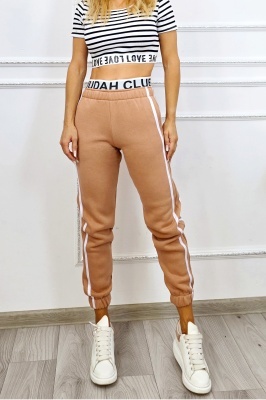 Pantaloni vatuiti cu bumbac, MOVEN Club si banda elastica, BEJ