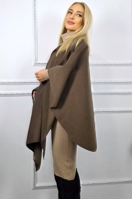 Capa oversize BelaRina, cu prindere petrecuta si textura rib, MARO, detaliu lateral