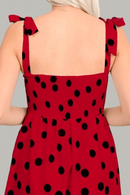 Rochie de vara Masha, imprimeu cu buline, Rosu, Marime S/M detaliu