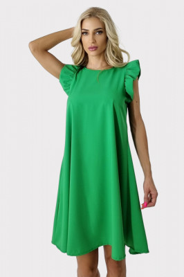 Rochie larga Azzuro, cu umeri bufanti si croiala in A, Verde deschis2