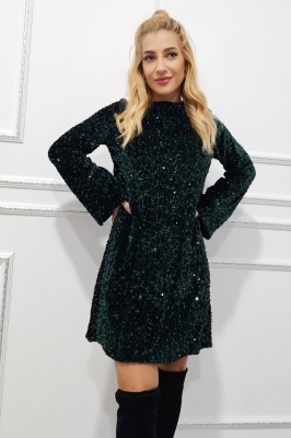 rochie de ocazie cu paiete si croiala fluida