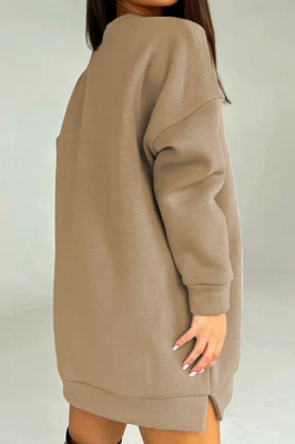 Rochie vatuita tip hanorac, IF NoT, croiala oversize, Bej 1