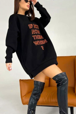 Rochie vatuita tip hanorac, IF NoT, croiala oversize, Negru 1