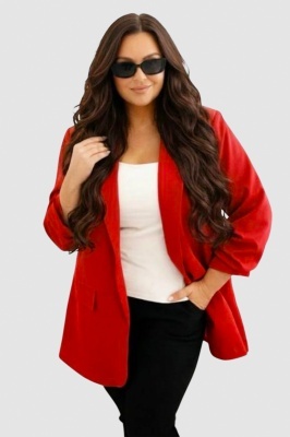 Sacou casual BLUMY, cu lungime medie si clapete, ROSU, Marime XL/2XL